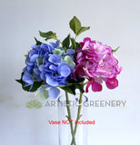F0140 Silk Hydrangea Single Stem  (Quality Silk) 60cm Light Purple / Pink | ARTISTIC GREENERY Hampton Flowers