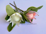 F0160S Faux King Protea Single Stem 53cm White / Light Pink | ARTISTIC GREENERY