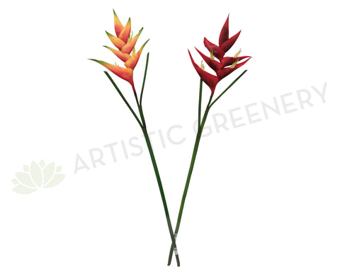 F0163 Heliconia Single Stem Real Touch 85cm Red / Orange (Tropical)