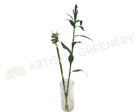 fake lucky bamboo F0190A Lucky Bamboo Leaves 90cm & F0190B Spiral Lucky Bamboo 74cm