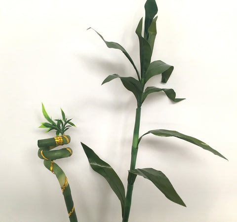 fake lucky bamboo F0190A Artificial Lucky Bamboo Leaves 90cm & F0190B Spiral Lucky Bamboo  74cm Australia Fake Plant Supplier – Artistic Greenery