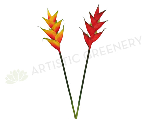 F0199 Heliconia / Crab Claw Flower Single Stem Real Touch 91cm Orange / Red (Tropical)