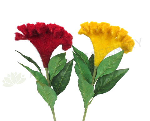 F0202 Cockscomb Flower 83cm Red / Yellow