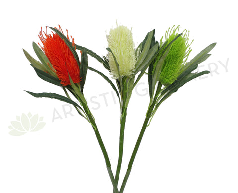 F0218 Banksia Stem 60cm Orange / White / Light Green / Cream