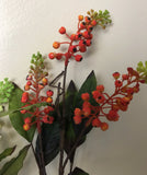 F0231 Heather Flower / Berry Pick 52cm Red / White / Orange