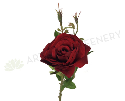 F0242 Single Velvet Rose Spray 69cm Red