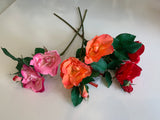 F0247 Open Garden Rose Spray 45cm Red / Pink / Orange (Clearance Stock)