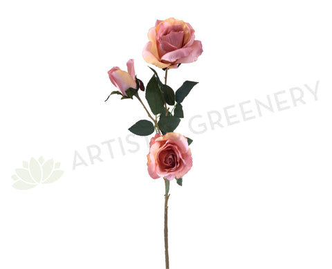 F0252 Vintage Pink Rose Spray 77cm