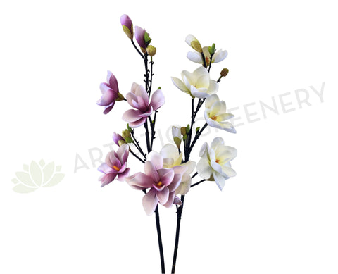 F0261 Large Magnolia Spray PU 118cm Pink / White (Adjustable Petals)