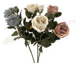 F0280 Rustic David Austin Rose Spray 60cm Blue / Cream / Pink / Light Pink