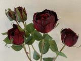 F0306 Faux Burgundy Cabbage Rose Spray 48cm High Quality Fake Rose | ARTISTIC GREENERY
