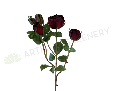 F0306 Faux Burgundy Cabbage Rose Spray 48cm High Quality Fake Rose | ARTISTIC GREENERY