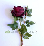 F0306N Silk Cabbage Rose Spray 60cm Burgundy | ARTISTIC GREENERY