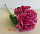 F0307 Faux Latex Hydrangea Single Stem (Real Touch Quality) 49cm Blue / White / Pink / Orange / Hot Pink | ARTISTIC GREENERY