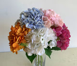 F0307 Faux Latex Hydrangea Single Stem (Real Touch Quality) 49cm Blue / White / Pink / Orange / Hot Pink | ARTISTIC GREENERY
