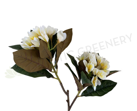 F0310 Artificial Frangipani / Plumeria Branch 84cm White with Yellow Centre | ARTISTIC GREENERY