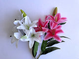 F0318L Faux Oriental / Tiger Lily Spray 105cm (Large) White / Pink | ARTISTIC GREENERY