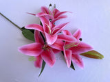 F0318L Faux Oriental / Tiger Lily Spray 105cm (Large) White / Pink | ARTISTIC GREENERY