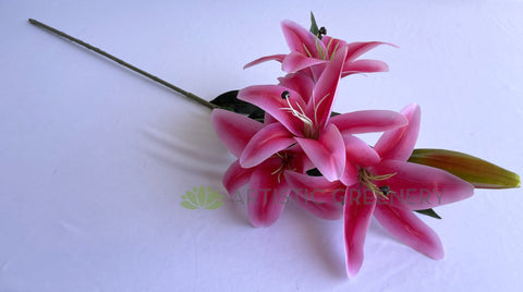 F0318L Faux Oriental / Tiger Lily Spray 105cm (Large) White / Pink | ARTISTIC GREENERY