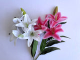 F0318L Faux Oriental / Tiger Lily Spray 105cm (Large) White / Pink | ARTISTIC GREENERY