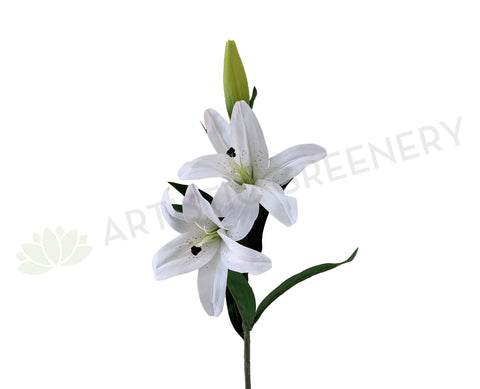 F0318 Artificial Oriental / Tiger Lily Spray (Real Touch) 96cm White Synthetic Flowers Perth | ARTISTIC GREENERY
