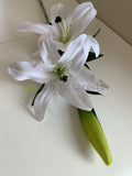 F0318 Artificial Oriental / Tiger Lily Spray (Real Touch) 96cm White Synthetic Flowers Perth | ARTISTIC GREENERY