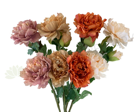 F0321 Artificial Peony Spray (Rustic Style) 68cm 4 Colours | ARTISTIC GREENERY
