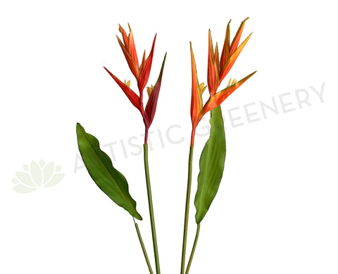 F0325 Faux Heliconia Single Stem 107cm Red / Orange (Tropical Flowers) | ARTISTIC GREENERY