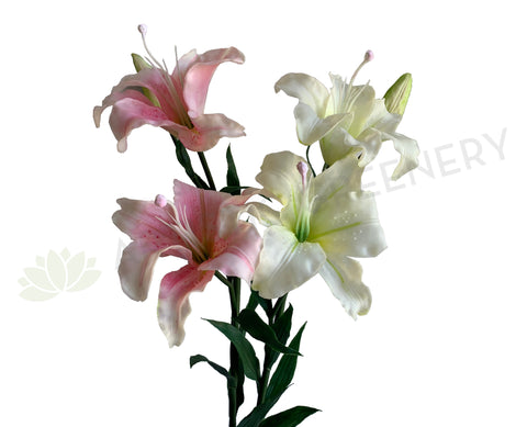 F0329 Artificial Tiger Lily Spray ( Latex ) 86cm Light Pink / White | ARTISTIC GREENERY