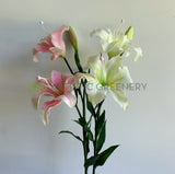 F0329 Artificial Tiger Lily Spray ( Latex ) 86cm Light Pink / White | ARTISTIC GREENERY