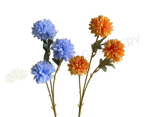 F0337 Silk Chrysanthemum 65cm Orange Light Blue | ARTISTIC GREENERY