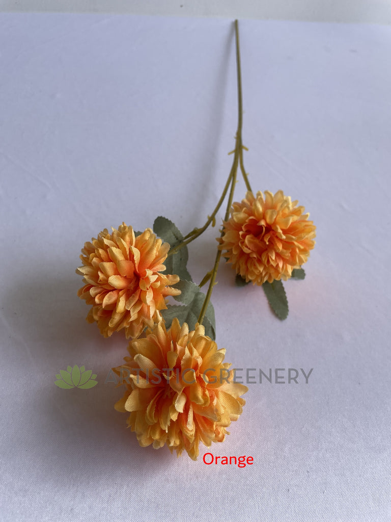 F0337 Silk Chrysanthemum 65cm Orange Light Blue ARTISTIC GREENERY
