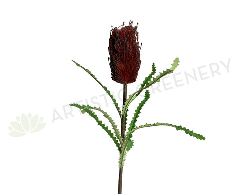 F0352 Artificial Banksia Stem 72cm Dark Red | ARTISTIC GREENERY