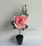 F0354  Silk Pink Open Rose 40cm | ARTISTIC GREENERY