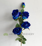 F0359 Artificial Deluxe Velvet Blue Rose Spray 84cm | ARTISTIC GREENERY