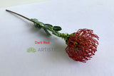 Dark Red - F0360 Artificial Pincushion Protea with Leaves / Leucospermum 61cm 5 Colours | ARTISTIC GREENERY