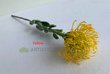 Yellow - F0360 Artificial Pincushion Protea with Leaves / Leucospermum 61cm 5 Colours | ARTISTIC GREENERY