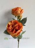F0362 Silk David Austin Rose Spray 57cm Orange | ARTISTIC GREENERY