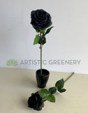 F0370 Silk Black Rose Stem 45cm | ARTISTIC GREENERY
