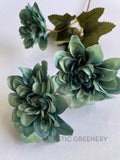 F0374 Artificial Teal Dahlia Spray (3 Flowers) 62cm | ARTISTIC GREENERY