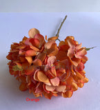 Orange - F0376 Dried Style Hydrangea Stem 53cm (21cm Diameter) 4 Colours | ARTISTIC GREENERY