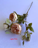 Light Pink - F0377 Artificial Rustic Style David Austin Rose Spray (Burnt Edges) 62cm 4 Colours | ARTISTIC GREENERY