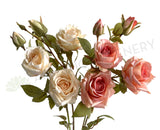 F0380 Artificial Rustic Style Rose Spray 65cm Cream / Pink | ARTISTIC GREENERY