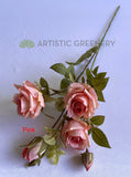 PINK - F0380 Artificial Rustic Style Rose Spray 65cm Cream / Pink | ARTISTIC GREENERY