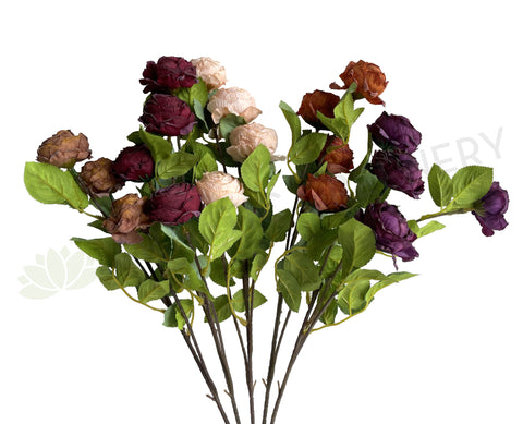 F0382 Silk Rustic Cabbage Rose Spray 70cm 5 Colours | ARTISTIC GREENERY