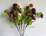 F0382 Silk Rustic Cabbage Rose Spray 70cm 5 Colours | ARTISTIC GREENERY