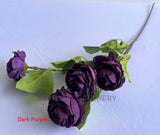 Dark Purple - F0382 Silk Rustic Cabbage Rose Spray 70cm 5 Colours | ARTISTIC GREENERY