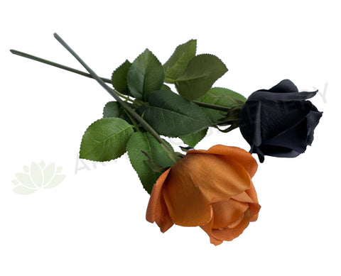 F0385 Latex Single Rose Stem 45cm Black / Brown | ARTISTIC GREENERY 