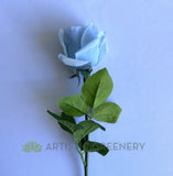 F0385 Faux Real Touch Rose Perth Latex Single Rose Stem 45cm Light Blue | ARTISTIC GREENERY 