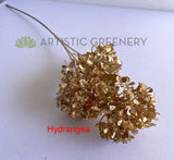 Hydrangea - F0389 Artificial Gold Rose Spray 53cm & F0388 Gold Hydrangea Spray 66cm | ARTISTIC GREENERY